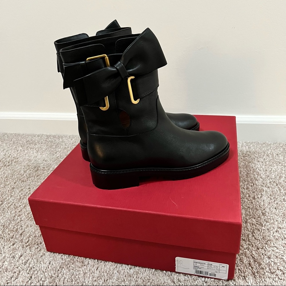 BNIB Valentino Moto Boots with Bow Accent